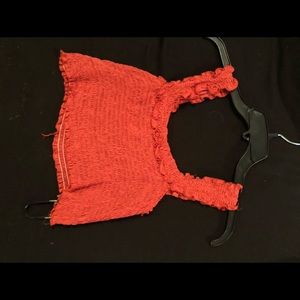 Red off the shoulder crop top